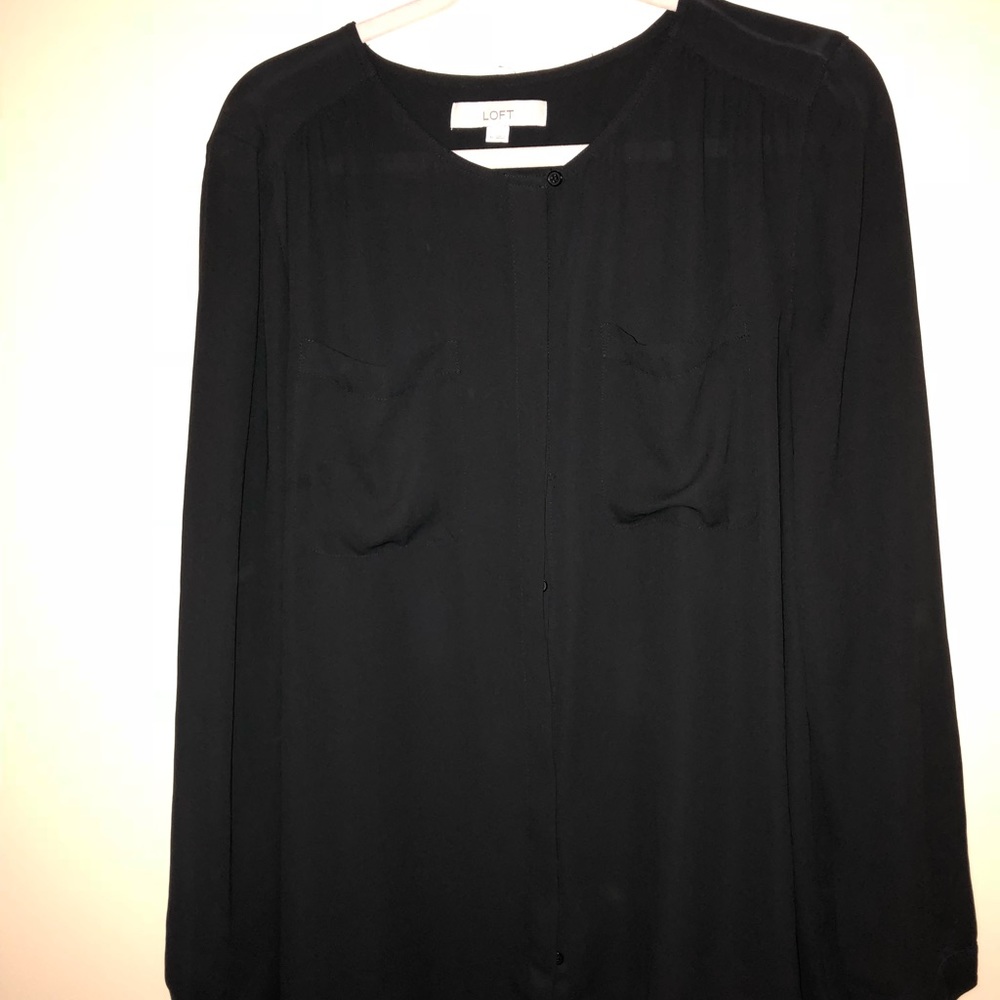 SALE! Loft black button up w/ two pockets on chest